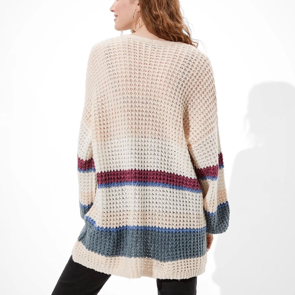 American Eagle Striped Multi Colored Knit Cardigan